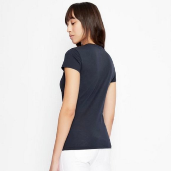 Armani Exchange Women's Slim Fit V- Neck Short Sleeve T-Shirt Navy - Picture 4 of 5